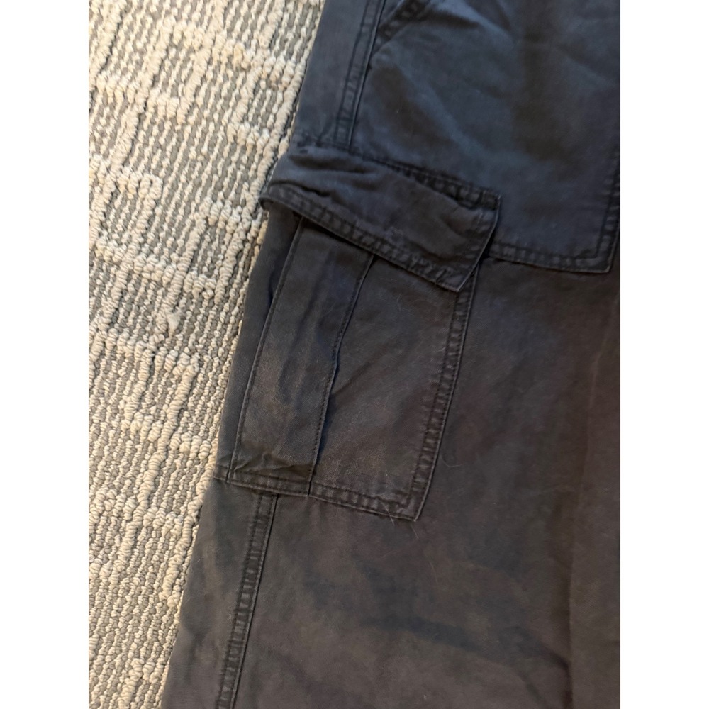 Aerie Womens Wide Leg Cargo Pants Washed Black Elastic Waist Drawstring Medium - Picture 2 of 5